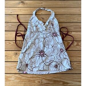 Modbe Halter Floral Tankini Top Size Medium Women’s White